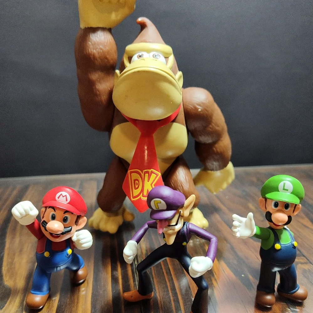 Vintage Nintendo Super Mario Bros Figures Set - Mario Luigi Waluigi Donkey Kong